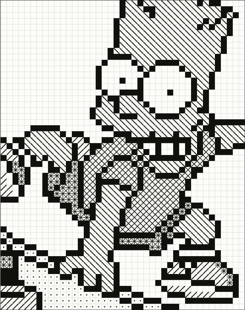 Bart dibujado en una matriz de 41 × 52 celdas.